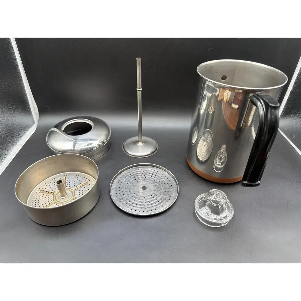Vintage Revere Ware 1801 Copper Clad Stainless Steel 8 Cup Percolator Complete